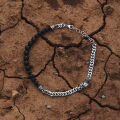 Skullistic Double Layer Obsidian Bracelet