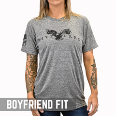 Women's Live Free Boyfriend Fit Patriotic T-Shirt - Heather Gray