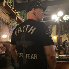 A nice dinner while wearing our Faith Over Fear T-shirt. 