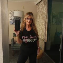 A true warrior sporting her new Fight Like A Warrior T-shirt.