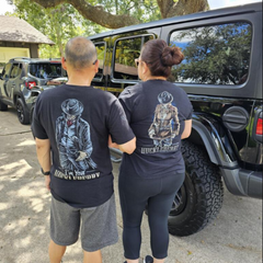 A proud couple sporting our I'm Your Huckleberry T-Shirt. 