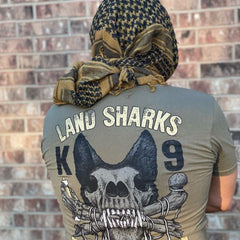 A certified warrior sporting our Land Shark T-Shirt.
