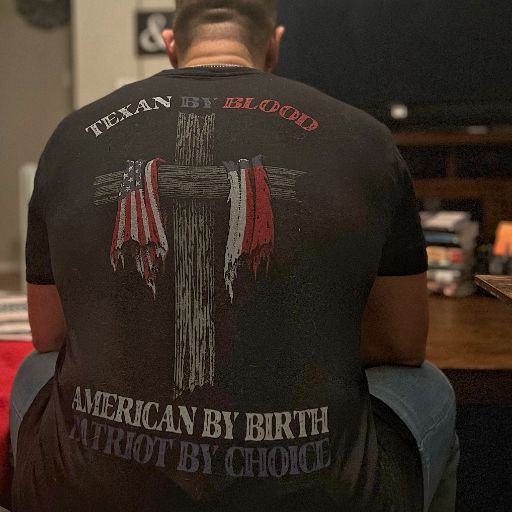 Verified Warrior representing his new Texan By Blood t-shirt.