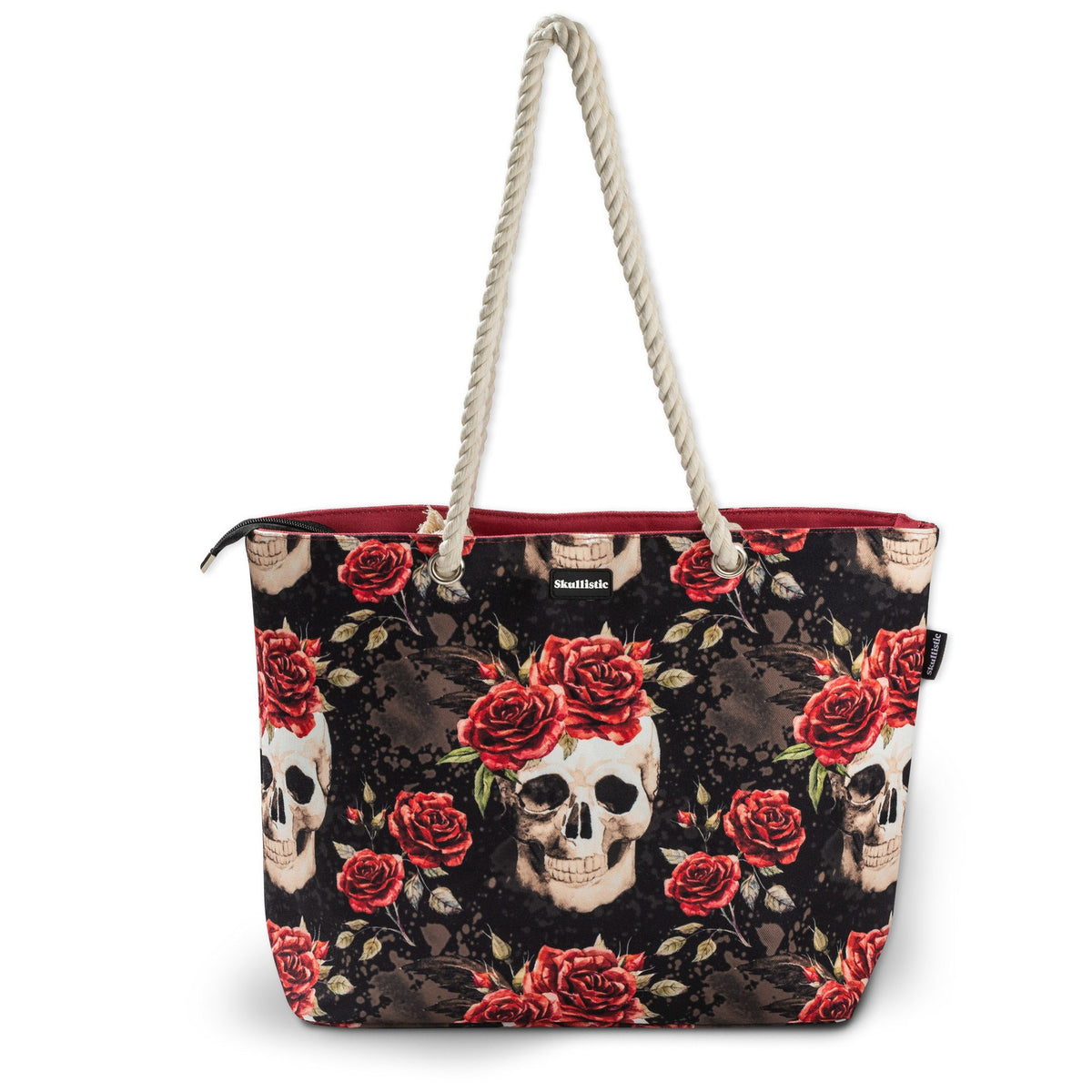 Vintage Flower Skull Shoulder Beach Bag