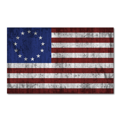 A Betsy Ross flag decal that pays tribute to America.