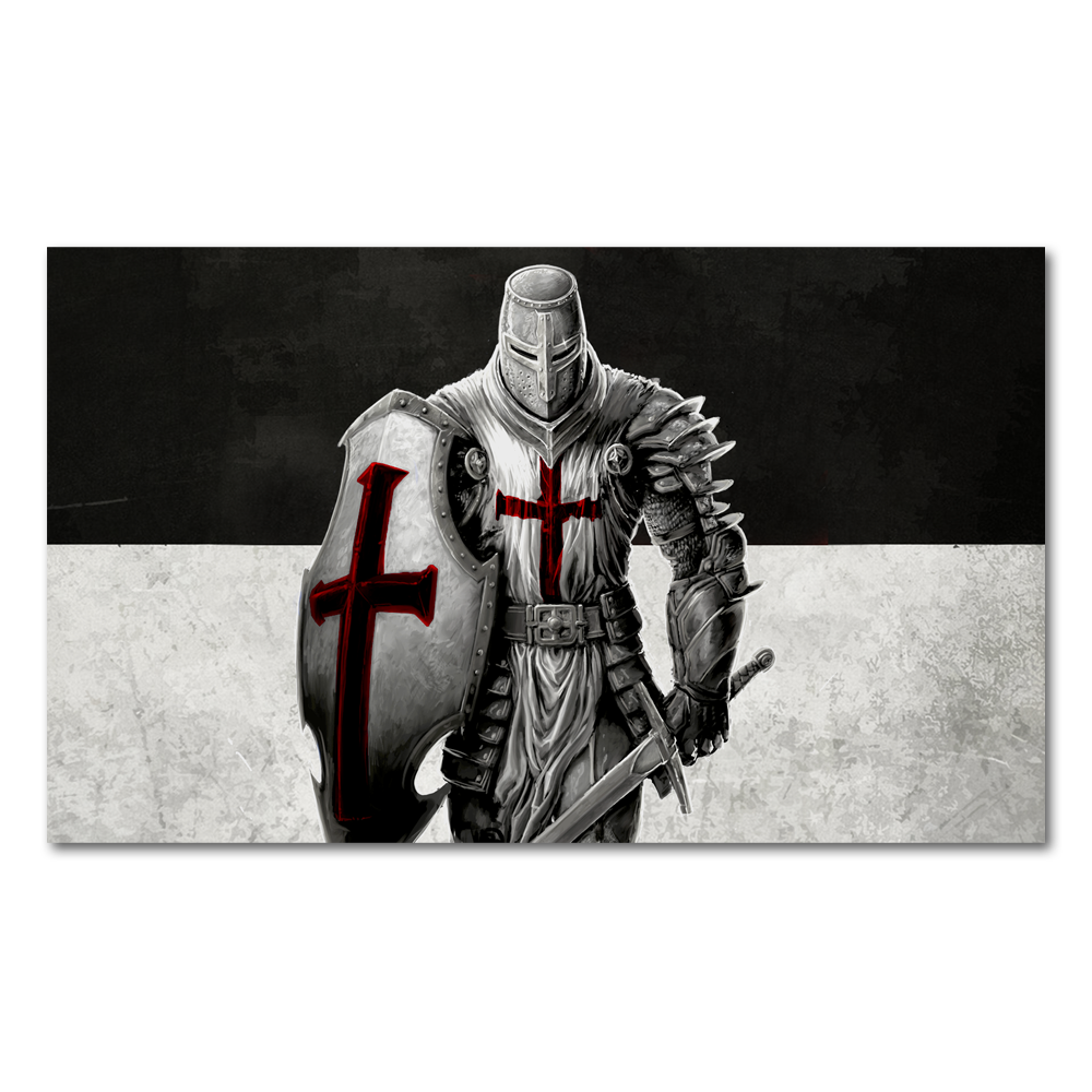 A decal Featuring The Crusader on a Templar flag.