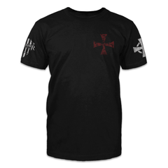 A black Be Without Fear t-shirt with the knoghts templar cross printed on the front of the shirt.