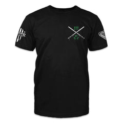 A black t-shirt with two batons crossed and XII printed on the front.