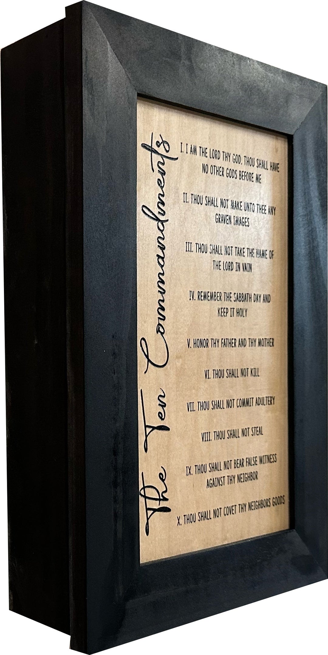 Concealed Gun Storage Cabinet with The Ten Commandments