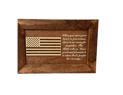 American Flag & Patriotism Decorative & Secure Wall-Mounted Gun Cabinet (Red Oak )