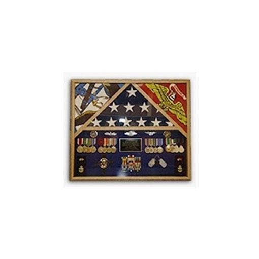 3 Flags Military Shadow Box, flag case for 3 flags