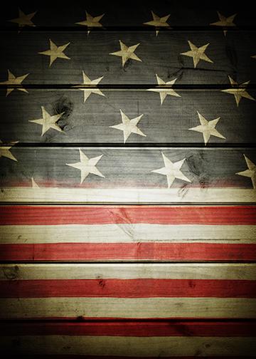 American Flag on Wood Grain