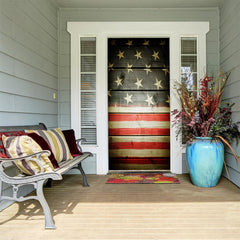 American Flag on Wood Grain