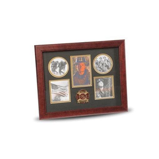 5 Picture Collage Frame Firefighter Medallion