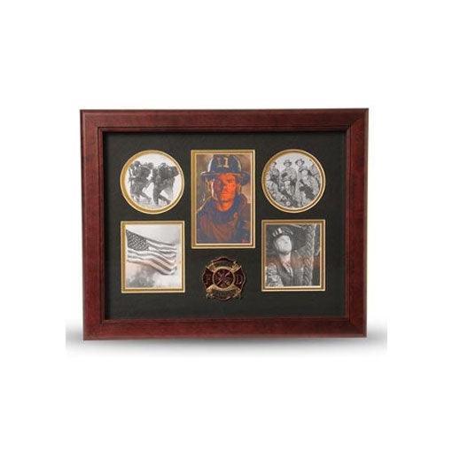 5 Picture Collage Frame Firefighter Medallion