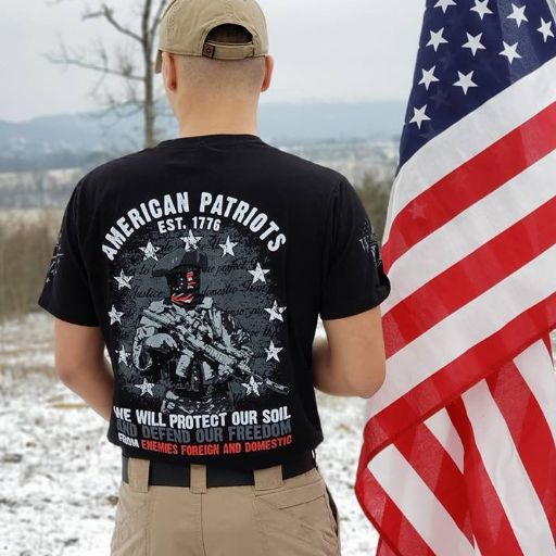 One of our valued customers proudly representing our American Patriots t-shirt. 
