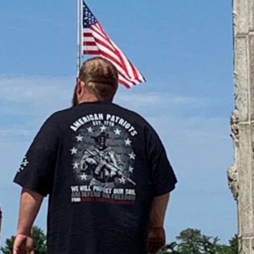One of our valued customers proudly wearing our American Patriots t-shirt.