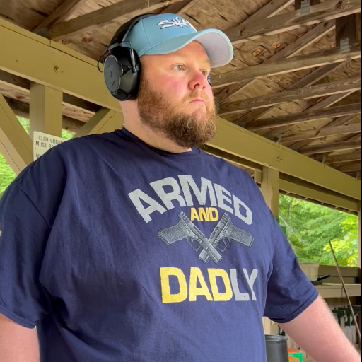 Getting some time in at the range while wearing Armed and Dadly. 