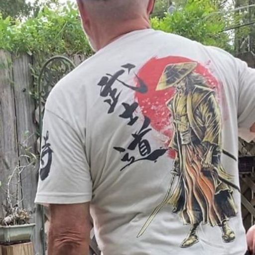 Customer wearing our Bushido t-shirt. 