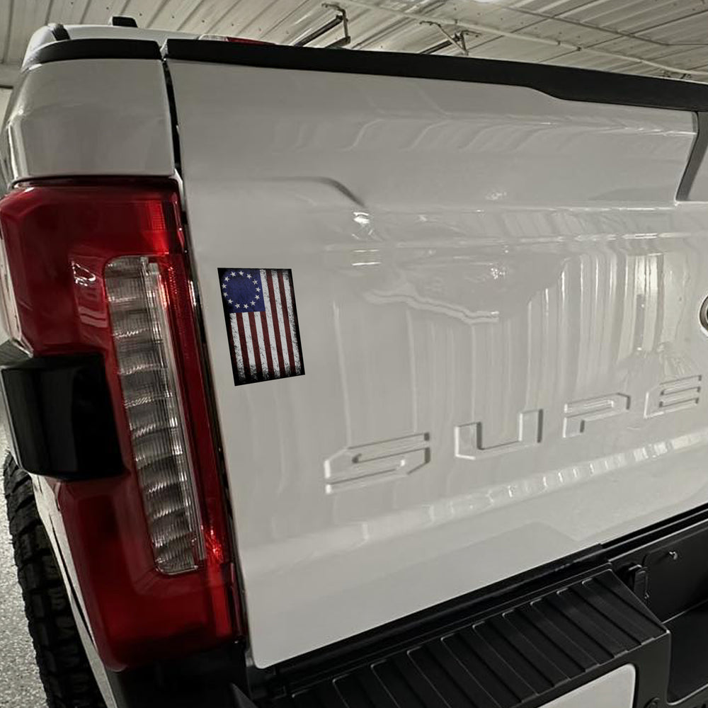 Betsy Ross Flag Magnet on a truck