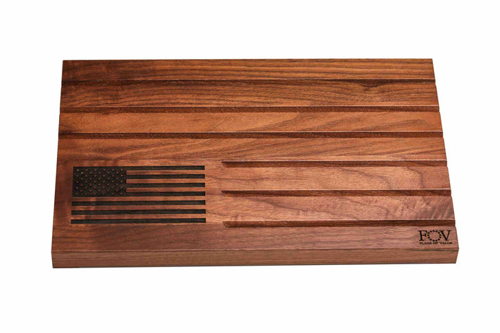 Flags of Valor - Wooden Desktop Challenge Coin Holder