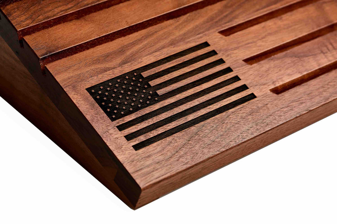 Flags of Valor - Wooden Desktop Challenge Coin Holder