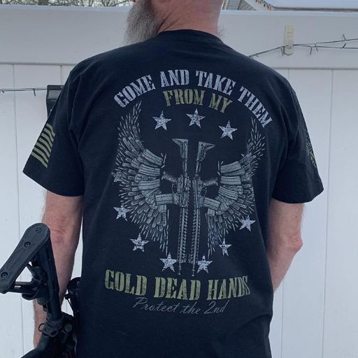 One of our awesome customer enjoying his Cold Dead Hands t-shirt. 