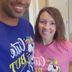 Two of our awesome customers enjoying their new Cute But Deadly t-shirts.