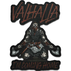 A decal featuring a Viking with the words "Valhalla I'm Coming Home"