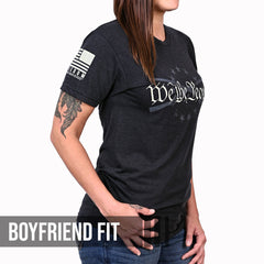 Women's We the People Boyfriend Fit Patriotic T-Shirt - Heather black