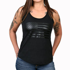 Women's Murdered Out American Flag Tank Top