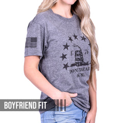 Women's Don't Tread On Me Boyfriend Fit Patriotic T-Shirt - Heather Gray