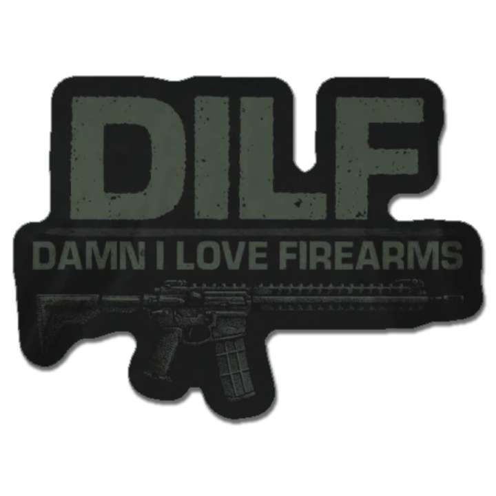 Armalite firearms with text above, DILF Damn "i love firearms"