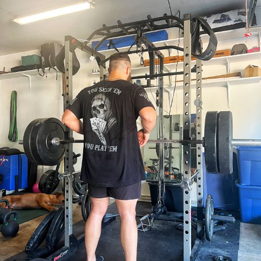 A true Warrior training while wearing our Dead Man's Hand T-shirt.