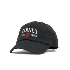 Earned Never Given Unstructured USMC Hat with 3D embroidery- Black Hat