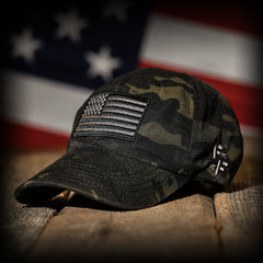 Black Multicam Full Fabric American Flag Range Hat