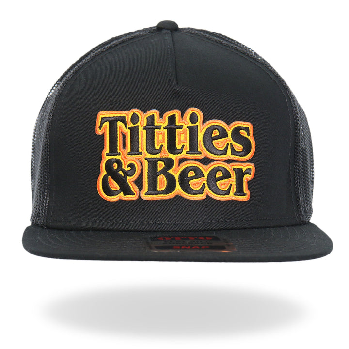 Hot Leathers Black Orange And Yellow Snapback Titties & Beer GSH2042