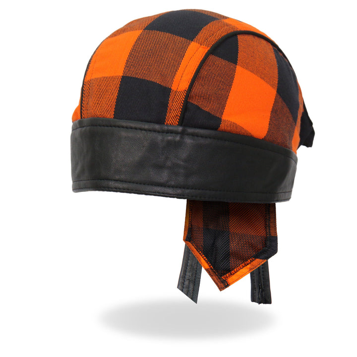 Hot Leathers Black/Orange Buffalo Plaid Lightweight Headwrap HWH1109