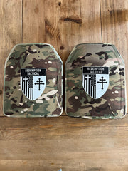 Pair of FRONT AND BACK (SIZE SMALL to LARGE) 10x12 Level IV Ballistic Front or Back Plates (Curved with Shooters Cut)