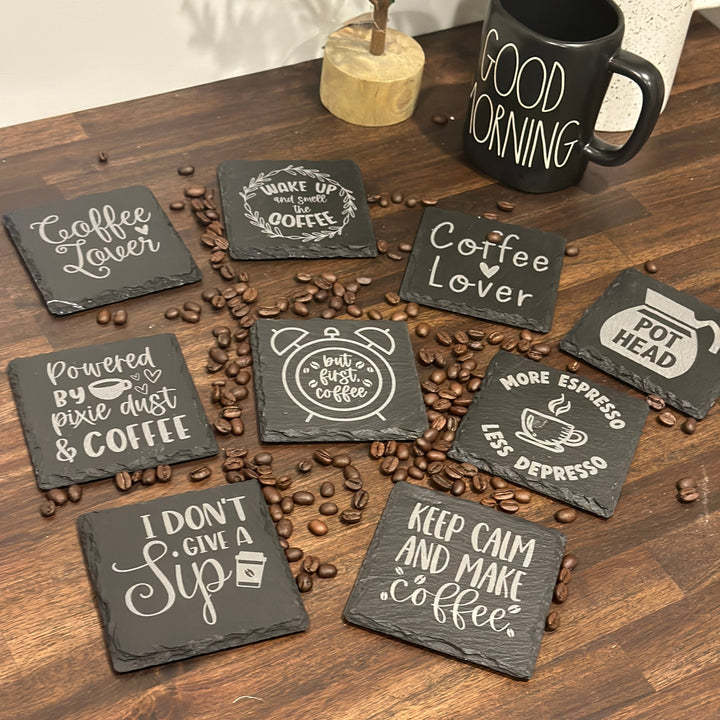 Coffee Lover Slate Coasters | Various Designs