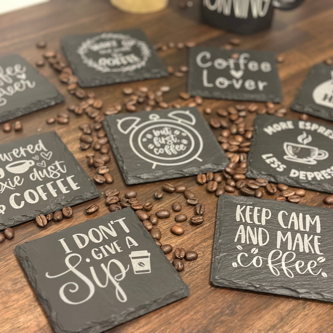 Coffee Lover Slate Coasters | Various Designs