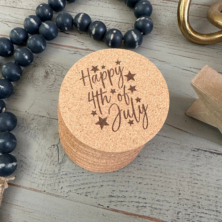 4 of July Holiday Cork Coasters, Holiday D??cor, Independence Day, God Bless America, Pack of 12 Coasters