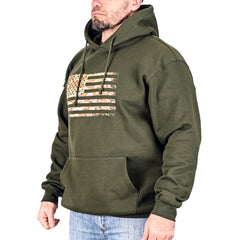 Men's Heavyweight Oversized Arid Camo Flag Hoodie (OD Green)