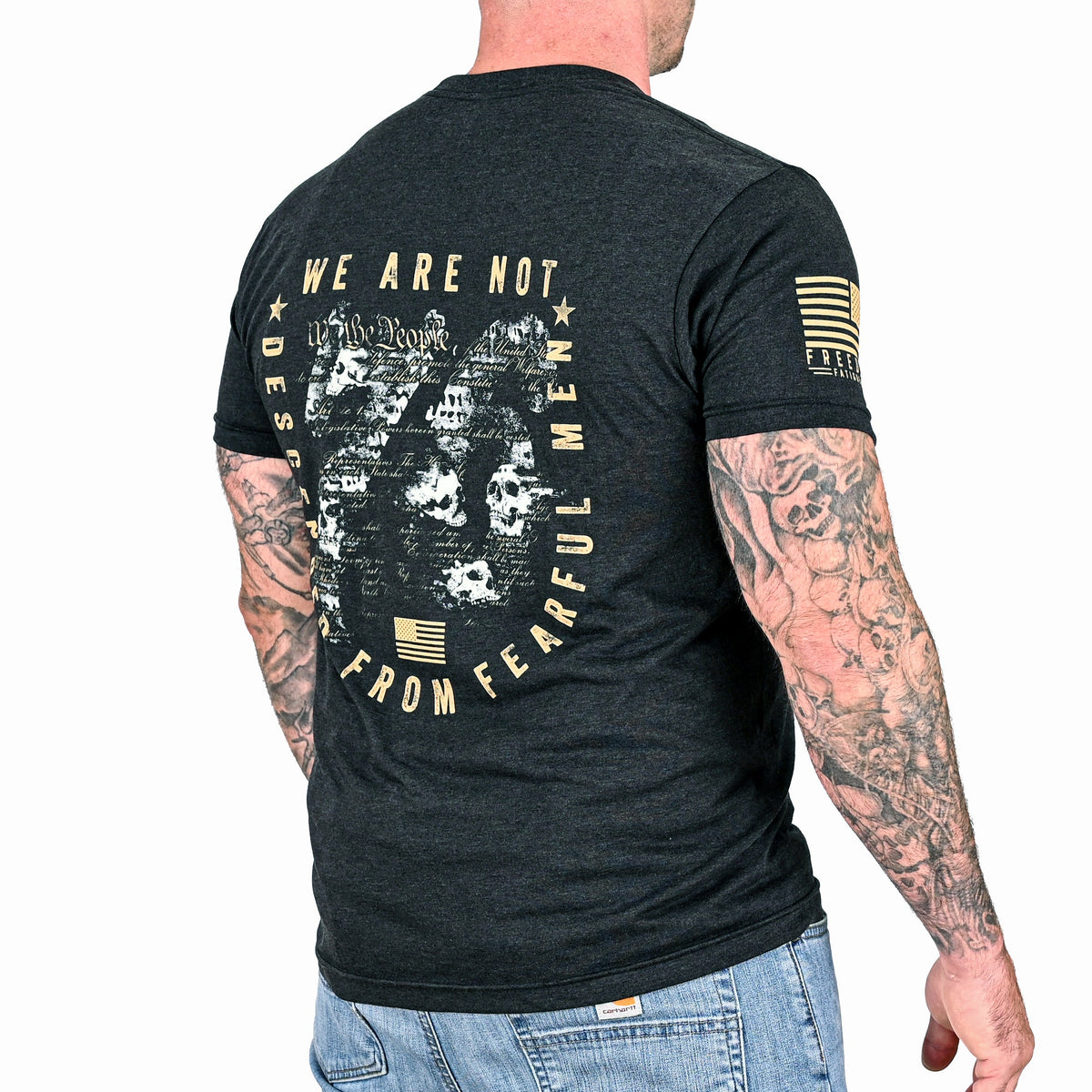 Men's We Are Not Descended from Fearful Men  Patriotic T-Shirt - Heather Black