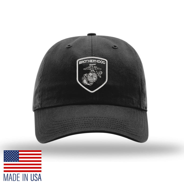 Brotherhood Shield EGA Unstructured USMC Hat - Black w/ Silver