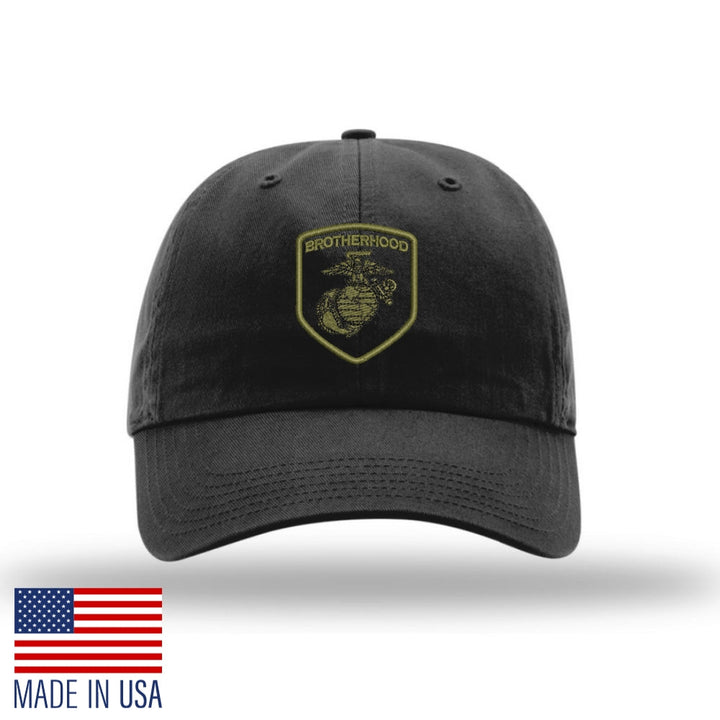 Brotherhood Shield EGA Unstructured USMC Hat - Black w/ OD Green