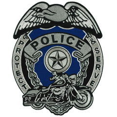 Hot Leather Police Badge 10" Patch