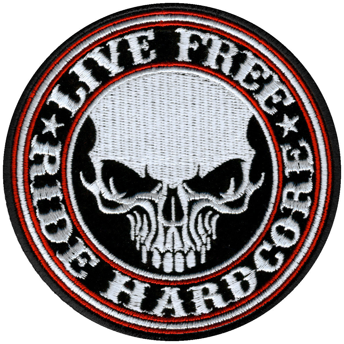 Hot Leathers PPA5370 Live Free Ride Hardcore Skull Patch 4" x 4"