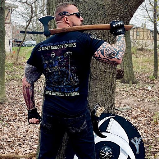 Verified Warrior ready for anything is his Skulls of my Enemies t-shirt. 