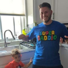 Verified Super Dad representing his new Super Daddio t-shirt.